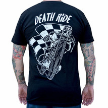 Black Market Art Tee Death Ride Tattoo Biker Motorcycle Black Shirt S-M-... - £20.62 GBP