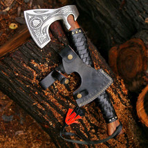 Premium Viking Axe, Hand Forged Viking Camping Axe with Dark wood Shaft ... - £135.40 GBP