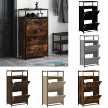 Industrial Wooden Hallway Shoe Storage Cabinet Unit With 2 Flip Drawers ... - £111.85 GBP+