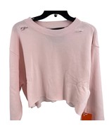 La Detresse Pink Cropped Distressed Sweatshirt XS New - £37.45 GBP