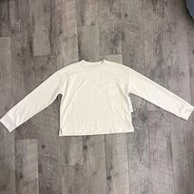 Athleta Seasoft Crewneck Sweatshirt Cream White Modal Blend Womens SP New - $59.39