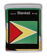 Guyana Flag Fleece Blanket 5 ft x 4.2 ft. Golden Arrowhead Throw Cover - £13.88 GBP