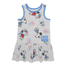 Peanuts Snoopy Toddler Girl Americana Sleeveless Dress Red White Blue Size 18 M - £11.72 GBP