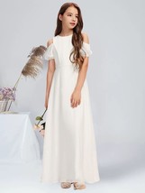 A-line Scoop Floor-Length Chiffon Junior bridesmaid and first communion dress  - £86.33 GBP