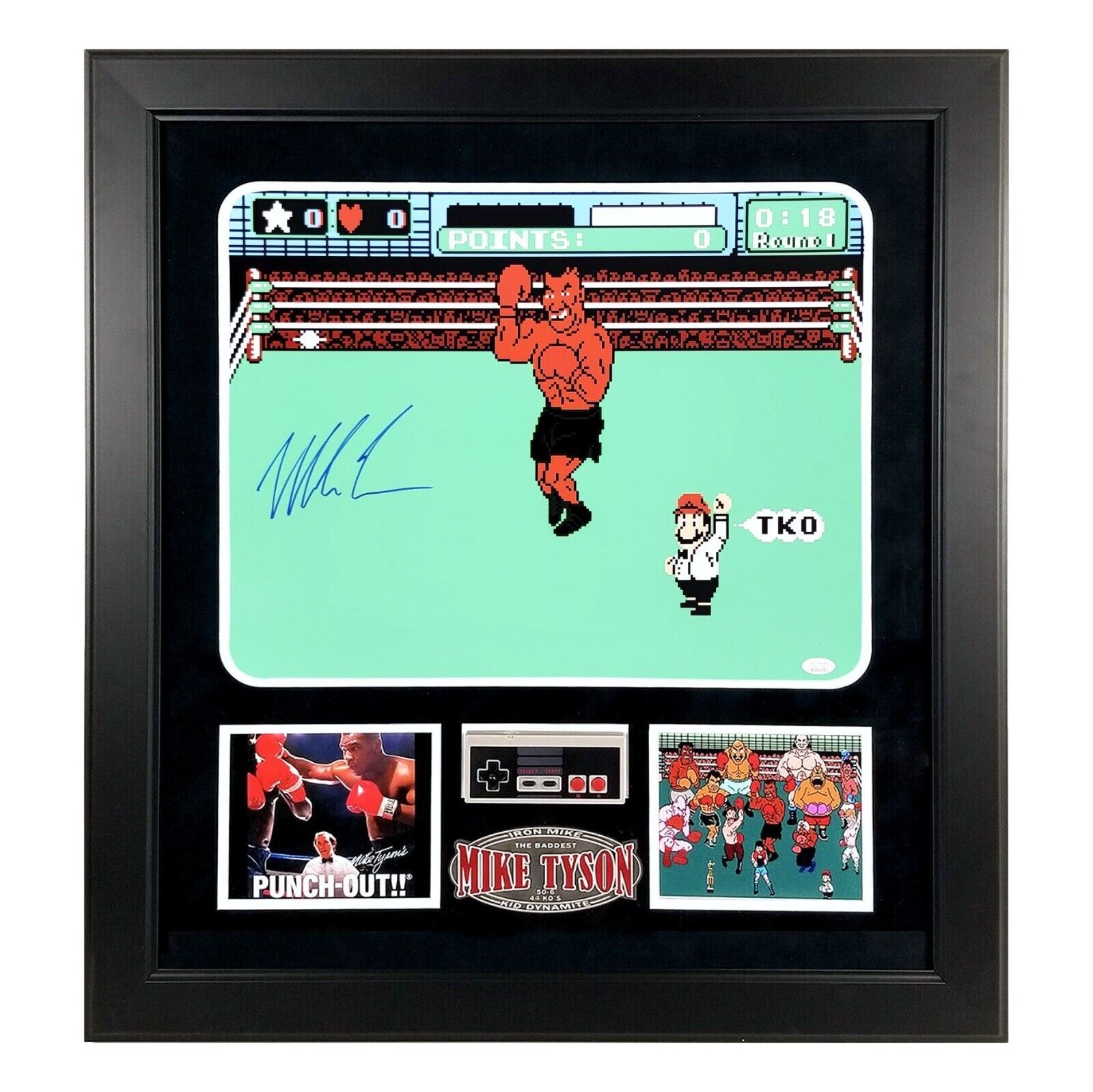 Primary image for Mike Tyson Autographed Nintendo Punch Out 16x20 Photo Framed JSA NES Controller