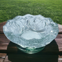 Vtg Pasari Crystal Thick Clear Glass Candy Bowl Embossed Rose Cigar Ashtray - £15.88 GBP