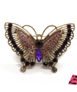 Betsey Johnson Brooch Vintage Art Deco Butterfly Crystal Pin - $14.95