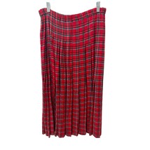 Vintage 1990&#39;s Grunge Red Plaid School Girl Y2K Pleated Maxi Dress - $28.70