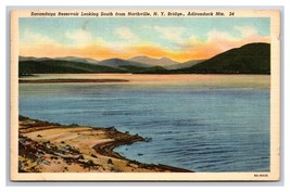 Sacandaga Lake Shore View Adirondack Mountains New York UNP Linen Postcard N25 - $3.91