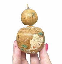 VTG Kokeshi Doll Traditional Handmade Japanese Wood Ejiko Folk Art Signed 4”H - £63.78 GBP