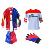 Harley Quinn Halloween Costume 4 Pcs Set T-shirt Jacket Short Glove X LA... - £51.91 GBP