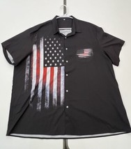Distressed American Flag Patriotic Casual Black Button Down Dress Shirt Mens 3XL - £21.43 GBP