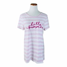 Kim Rogers Size M Medium Pullover Short Sleeve Scoop Neck Striped Pink White - £9.19 GBP