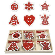 Christmas Creative DIY Decoration Gift Set  Handmade Wood Chip Pendant, Style:JM - £7.10 GBP