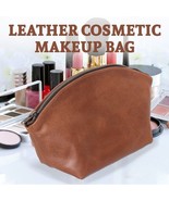 Cosmetic Makeup Bag Leather Cosmetic Pouch Toiletry Pouch Organizer Trav... - £19.97 GBP