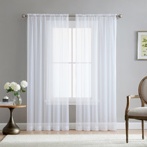 HLC.ME 2 Piece Sheer Voile Window Curtains Drapes Set with Rod Pocket - £10.35 GBP