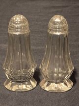 Vintage Glass Salt &amp; Pepper Shakers, Tapered Octagon, Footed, Dome Screw... - $9.98