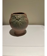 McCoy Leaves &amp; Berries Vase Matte Brown &amp; Green Glaze Vintage 1930s - $13.85