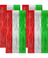 4 Pack Christmas Curtains, 3.28 FT X 7.05 FT Red Silver Green Foil Backd... - €12,57 EUR