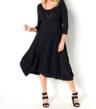 Truth + Style Solid Knit Bubble Hem Dress- Black, Petite Medium - £24.26 GBP