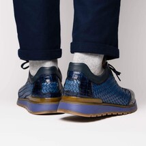 calfskin and genuine caiman crocodile fashion sneaker Shoes Roma Navy image 8