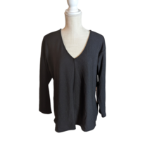 Liz Claiborne Womens Sz XL Black Textured Stretch Knit V-Neck Long Sleev... - £14.73 GBP