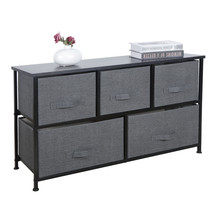 Extra Wide Dresser Storage Tower Sturdy Steel Frame Charcoal Gray Easy Pull - £58.98 GBP
