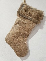 Christmas Holiday Faux Fur Sequins Tan Sparkle Stocking 17.5&quot; PICK QTY New - £22.15 GBP