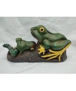 Vintage Frogs Cast Iron Mechanical Coin Bank 7.5&quot; - $44.54