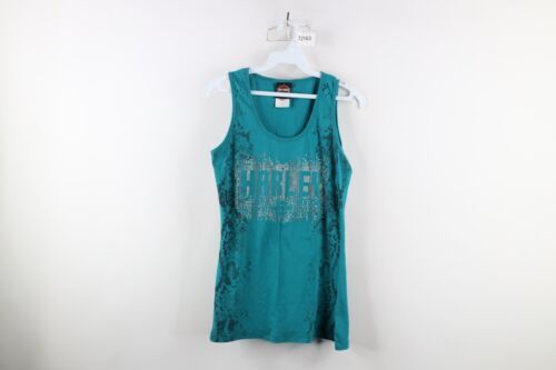 Primary image for Vtg Y2k Harley Davidson Womens Medium Spell Out Sequin Tank Top T-Shirt USA