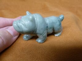 (Y-DOG-EB-702) BULLDOG bull dog carving GREEN FIGURINE gem stone I love ... - $19.74