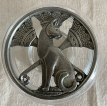 Vintage Egyptian Cat Pewter Lid Glass Potpourri Bowl Old Country Reproductions - £10.37 GBP