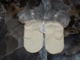 Janie and Jack Faux Fur Trim Mittens in Ivory Size 4 to 5 Girl&#39;s NEW - £20.96 GBP