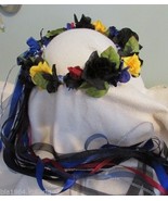 Head Wreath -Becky - Flower Bright Yellow Red Blue &amp; Black /Renaissance ... - £42.46 GBP
