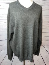 David Bishop 100% cashmere sweater size Large Mens Gray 2-ply Vneck Pull... - $16.04