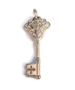Silver Tone Religious Cross Skeleton Key Style Fashion Mini Pendant - £12.32 GBP