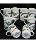 Libbey Ribbon and Holly Mugs Cups Lot of 8 Christmas Xmas - $363.62 MXN