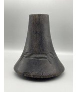 Vintage African Hand Carved Wooden Hima Milk Jug Indigo Dyed Vase Rounde... - £90.51 GBP