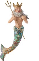 SILVER TREE 5&quot; HAND PAINTED &amp; JEWELED RESIN KING NEPTUNE XMAS ORNAMENT G... - £14.83 GBP