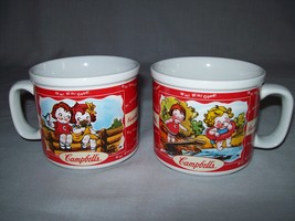 Campbell Soup Cups Mugs 2 Sided Kids Swimming/ Kids Sitting On Fence 199... - $9.95