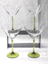 CRISTAL D&#39;ARQUES 7.375&quot; Martini Margarita Glass OLIVE GREEN Stem  - Set ... - $849.60 MXN