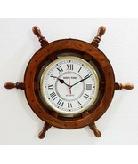 Antique Marine 18&quot; Wooden Ship Wheel Clock Nautical Wall Clock Home Decor - £67.74 GBP