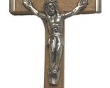 VTG Metal and Wood Jesus INRI Cross Crucifix Catholic Pendant Charm Italy  - $16.88