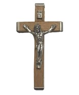 VTG Metal and Wood Jesus INRI Cross Crucifix Catholic Pendant Charm Italy  - £13.45 GBP