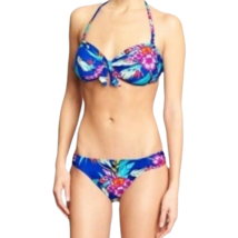 Old Navy Womens Bikini Swimsuit Multicolor Hawaiian Tie Ruched Tropical ... - £11.20 GBP