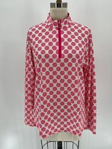 San Soleil Mock Neck 1/4 Zip Shirt Sz L Pink White Green Golf UPF 50 - $37.24
