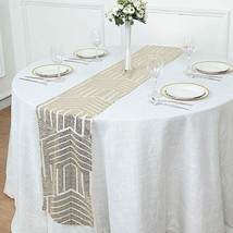 12&quot;&quot;X108&quot;&quot; Champagne Tulle Table Runner Sequins Geometric Pattern Party Gift - £13.36 GBP