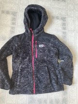 32 Degrees Kids Black with Pink Accents Full Zip Sherpa Hooded Jacket Size 7/8 - $18.49