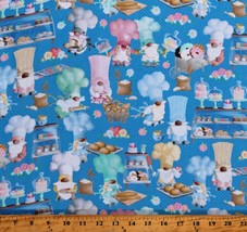 Cotton Gnomes Baking Kitchen Bakery Blue Fabric Print by the Yard D566.03 - £10.41 GBP