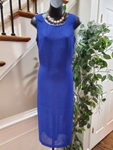 Miss Dorby Women Blue Solid Short Sleeve Jacket &amp; Knee Length Dress 2 Pc... - £30.02 GBP